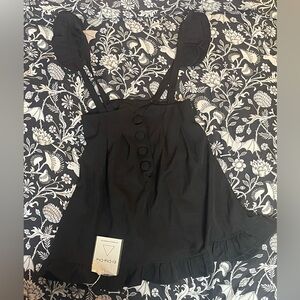 Elegant Black Ruffled Overall Dress